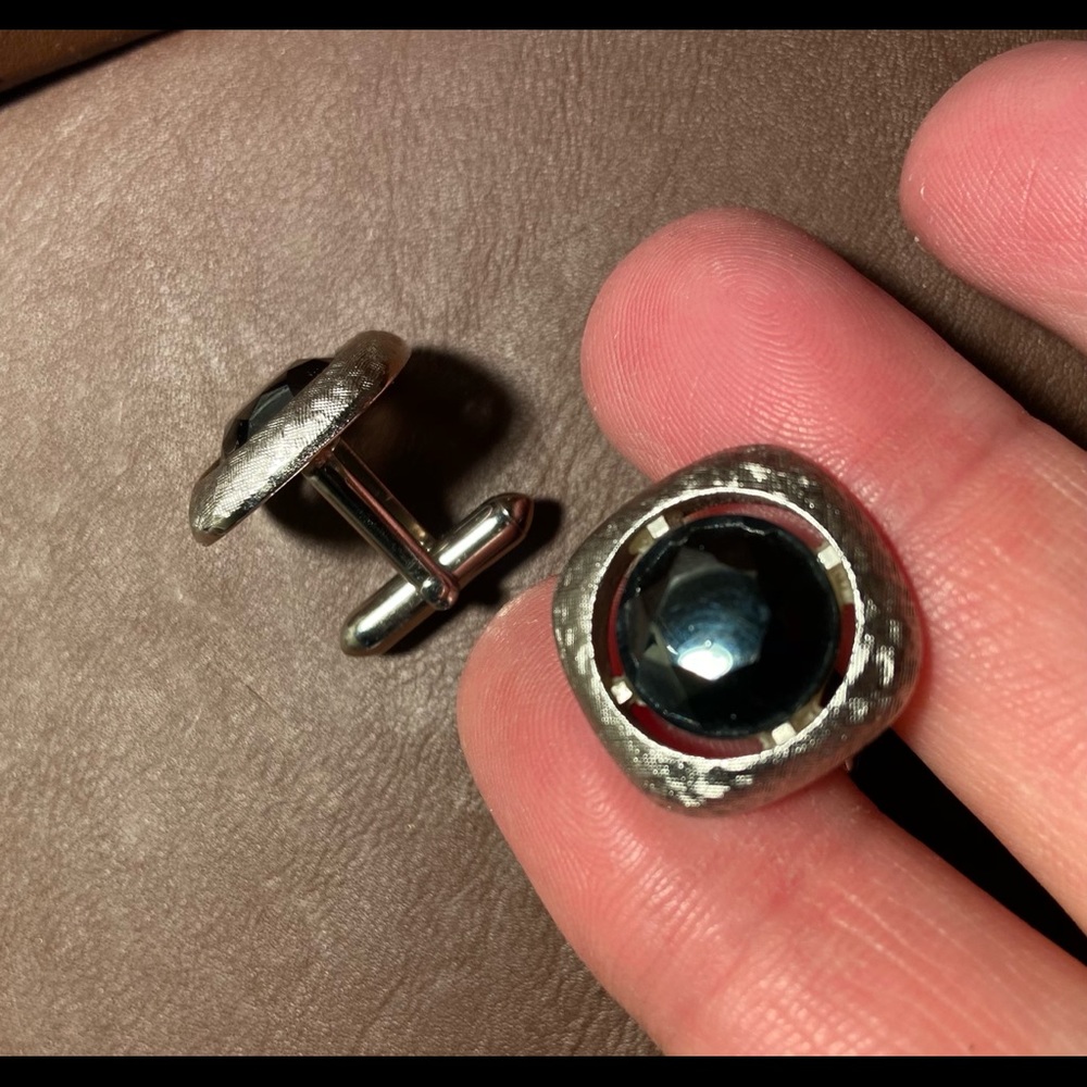 Vintage Silver & Black Cufflinks